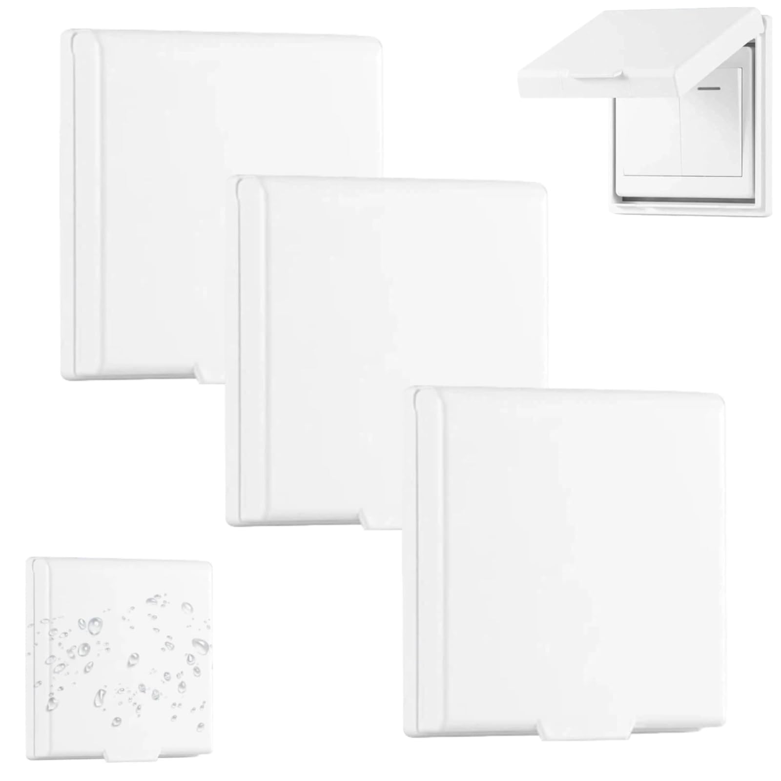 3PCS Light Switch Guard, Childproof Plug Protector, Self Adhesive Outlet Protector, Waterproof Splash-Proof Electrical Outlet Cover for Baby Pet Safety