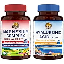 Vitalitown Magnesium + Hyaluronic Acid Bundle| Magnesium Complex Item 1 & Hyaluronic Acid Plus Vitamin C Item 2 | 120 Magnesium Capsules & 90 Hyaluronic Acid Capsules