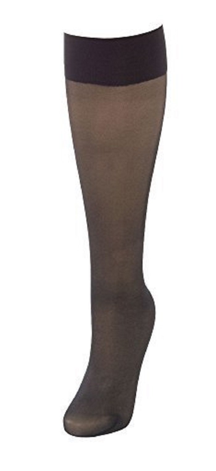 10 PAIRS Of Ladies POP SOCKS KNEE HIGH Tights 15 Denier Comfort Top Shoe Size3-8 (Black)