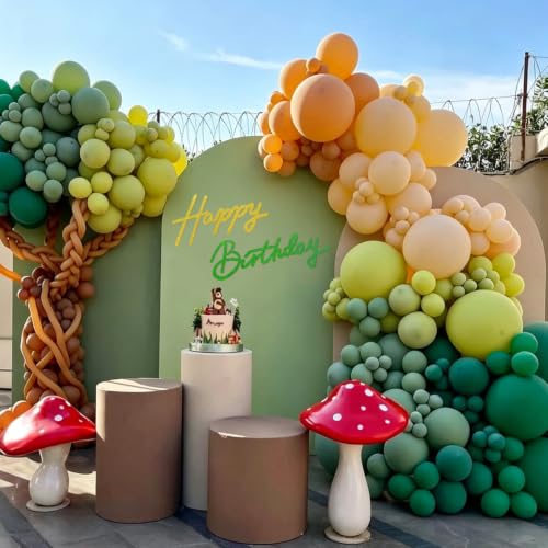 Image of TONIFUL Happy Birthday Sign for Backdrop - Glitter Green Gold Felt Banner - Includes Dot Glue - Perfect for Birthday Party Backdrop,Wall Decr,Balloon Arch,Photo Background