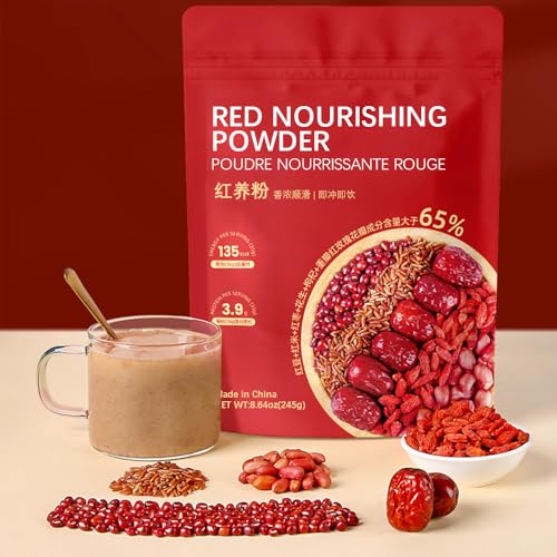 Image of SIJIYUNLI-Red Nourishing Powder 245g /8.64oz Boiled Free Brewing Nutritious Breakfast, Five Kinds of red Grains, no Essence, no Pigment, no Preservative, containing 7 Small Bags