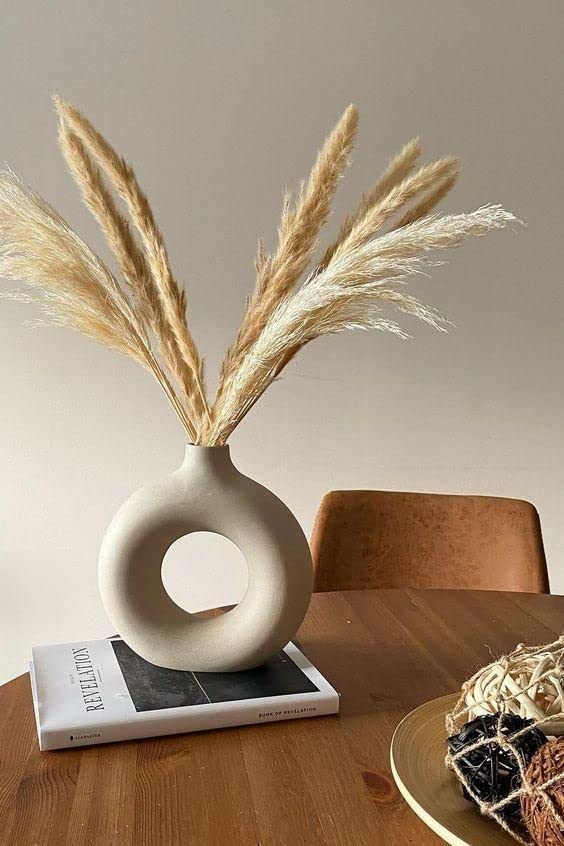 Mahogany Life White Ceramic Decorative Donut Vase (8 Inch) | Round Shape Vase Pot For Home Decoration, Living Room, Bedroom, Center Table