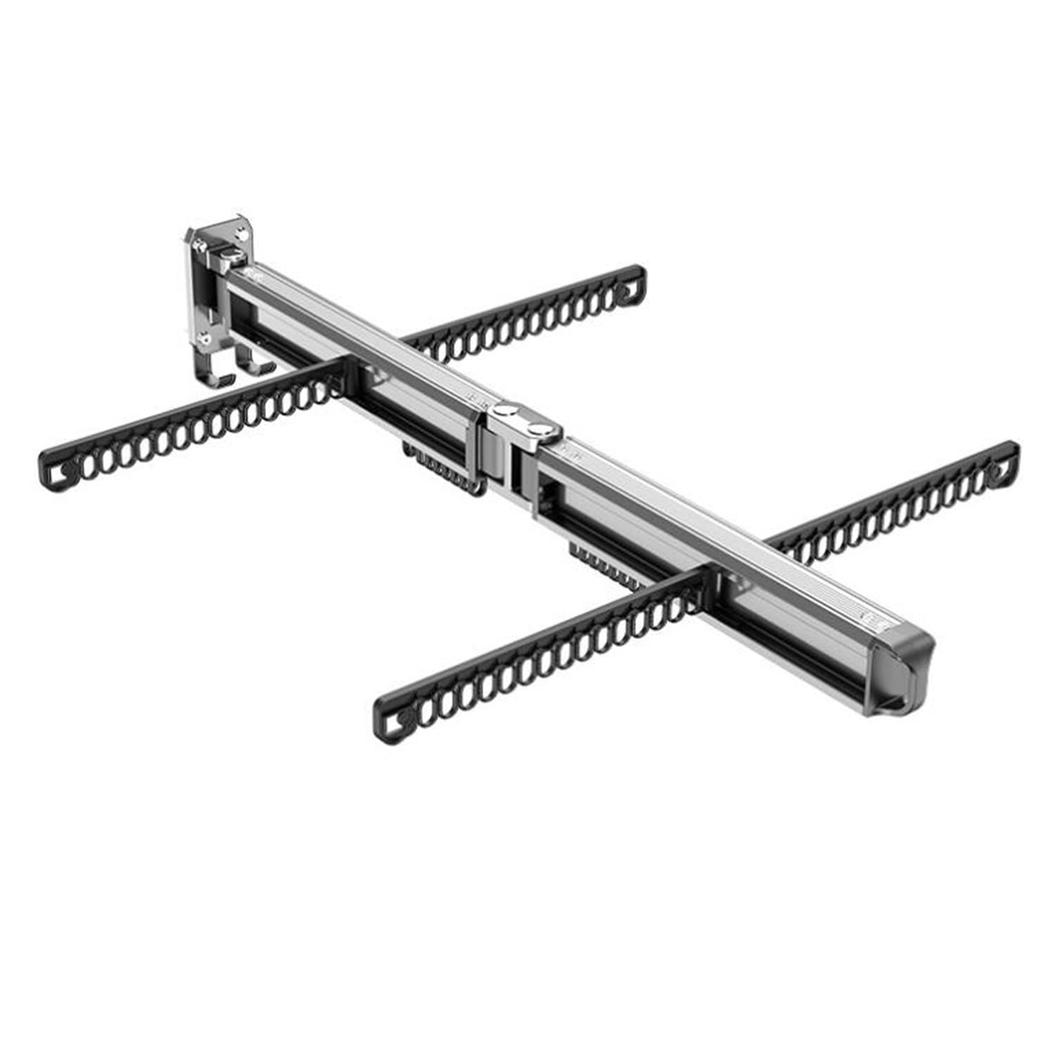 An der Wand montierter, zusammenklappbarer Flügel-Wäscheständer, zusammenklappbarer Wäscheständer aus Aluminiumlegierung, 16 + 45 Haken, platzsparender Wäscheständer for den Innenbalkon(Silver)