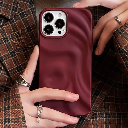Coque plissée iPhone 14 Pro Max souple couleur vin rouge d'hiver