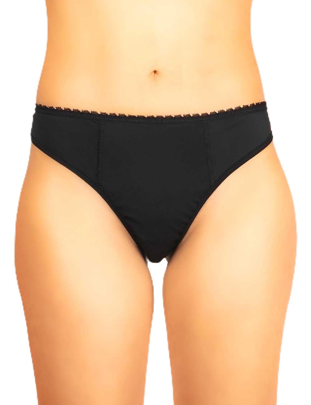 Évitez les fuites légères avec le string menstruel noir T44 HAUTE PRESSION en dentelle - 3