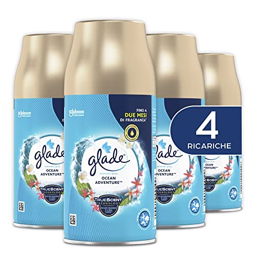 Glade Automatic Spray Ricarica, Profumatore per Ambienti, Fragranza Ocean Adventure, Formato Scorta da 4 Ricariche da 269 ml