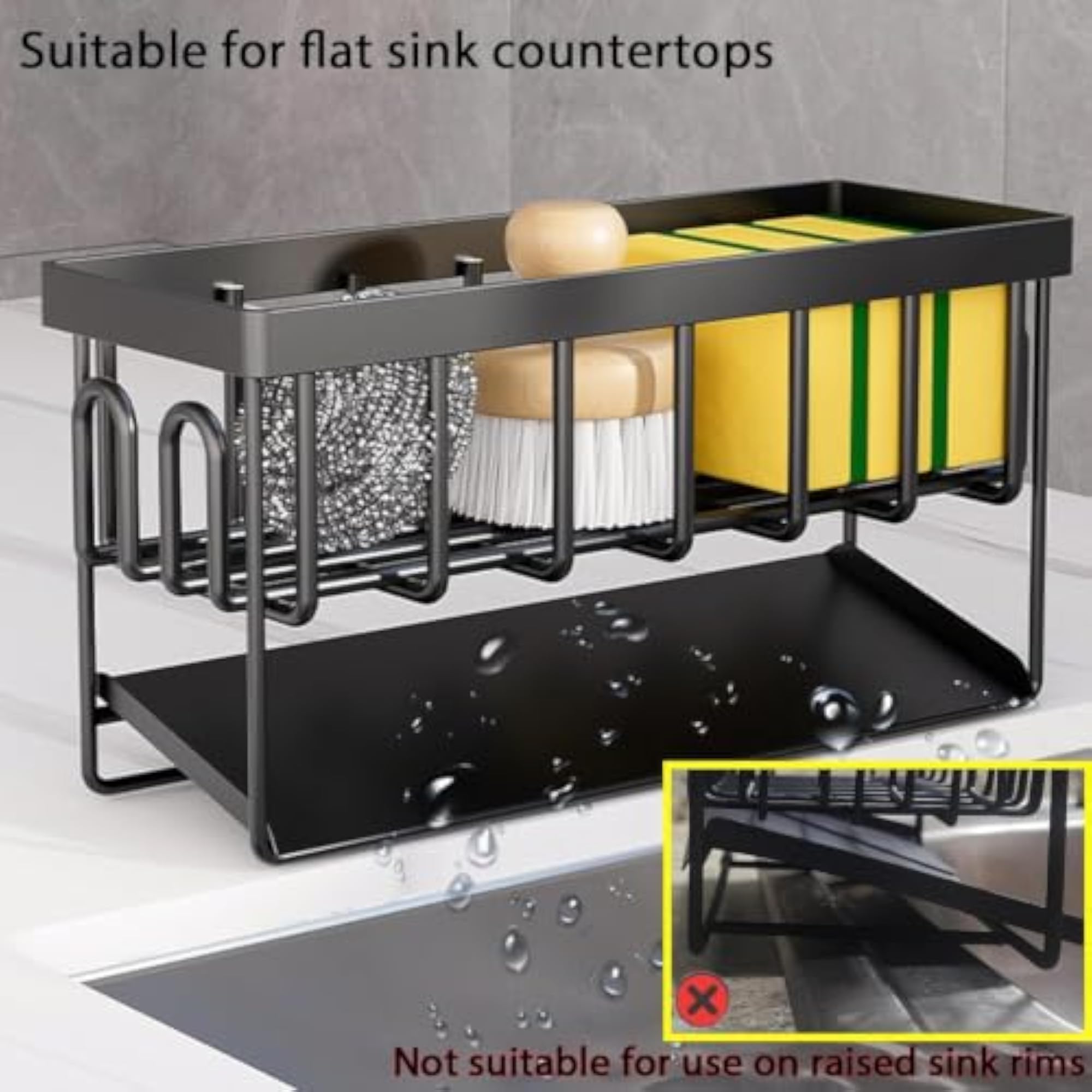 Metal Kitchen Countertop Organizer with Sponge Holder