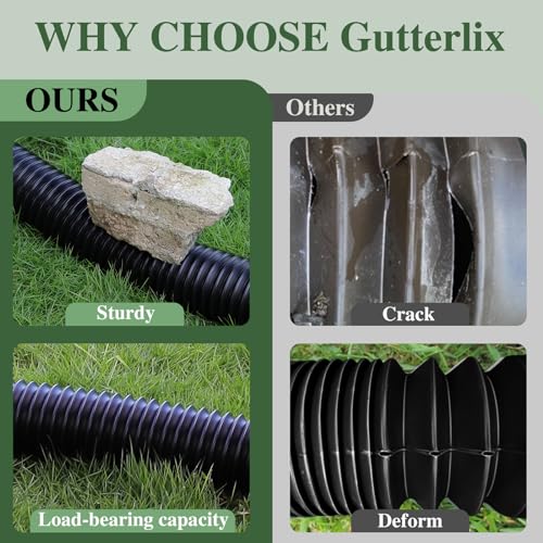 Image of Gutterlix 3 Pack Flexible Gutter Downspout Extensions Extendable from 21 inch to 67 inch, Downspout Extender Comes with Adapters, Thickened Down spout Drain Extension for Rainwater Drainage(Black)