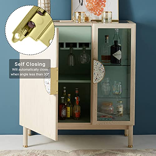 Homdiy 3/8" Gold Cabinet Hinges Kitchen Cabinet Hinges - Self Closing Door Hinges Brushed Brass Inset Hinges Cabinet Door Hinges Cabinet Hinges Heavy Duty Face Mount Hardware, 10 Pairs(20Units) #TOP6