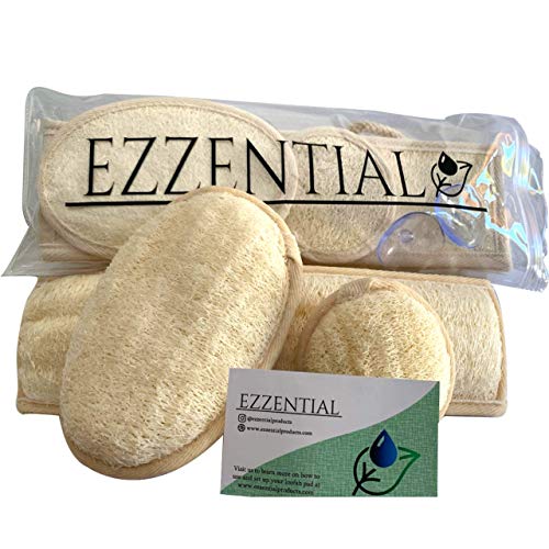 5-Piece Natural Exfoliating Facial, Body, and Back Loofah Pad Scrubber Combo Luffa Set