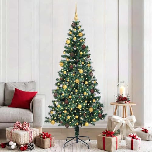 Árbol de Navidad artificial de gran densidad con luces de 210 cm 2