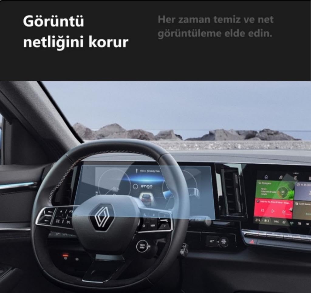 Engo Renault Megane E-Tech 12.3 İnç Dijital Gösterge İle Uyumlu Ekran Koruyucu Nano