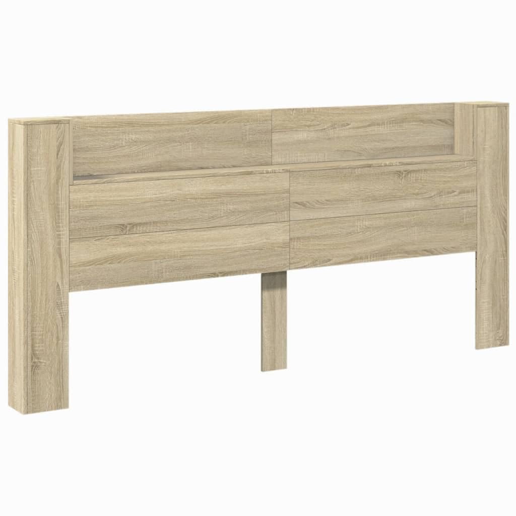 BAZZI Testiera Letto Matrimoniale Testiera Letto con Contenitore con Luci in Legno Multistrato Bianca 220x18,5x103,5 cm