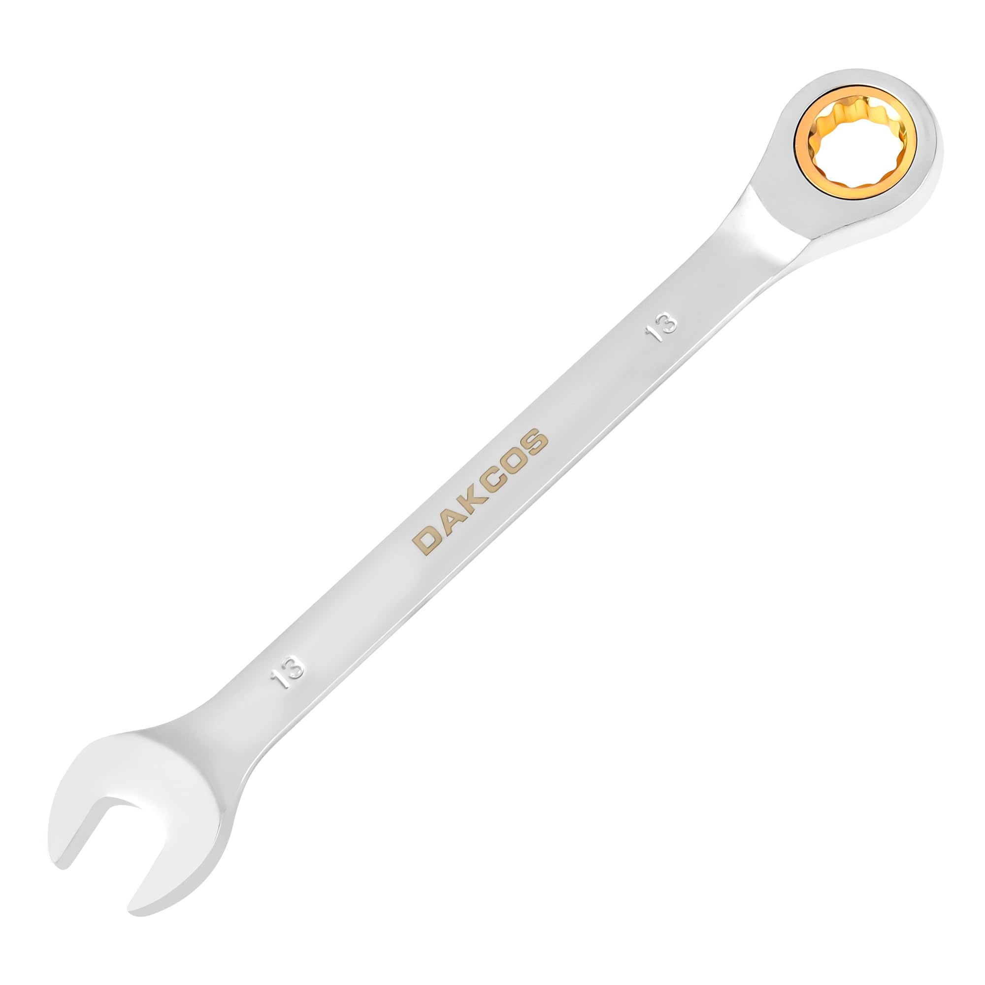 DAKCOS Fixed Head Ratchet Spanner 13mm Ratcheting Combination Wrench Chrome Vanadium Steel