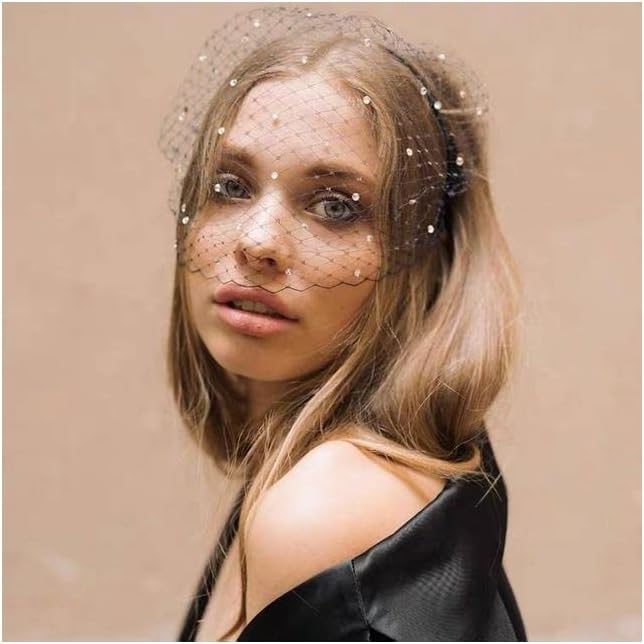 Sluiers Hoofdband Bruids Tule Kristallen Vogelkooi Zwarte Bruidssluier Gezicht Netto Masker Haar Bruiloftssluier Elegante Bruidssluier Tule