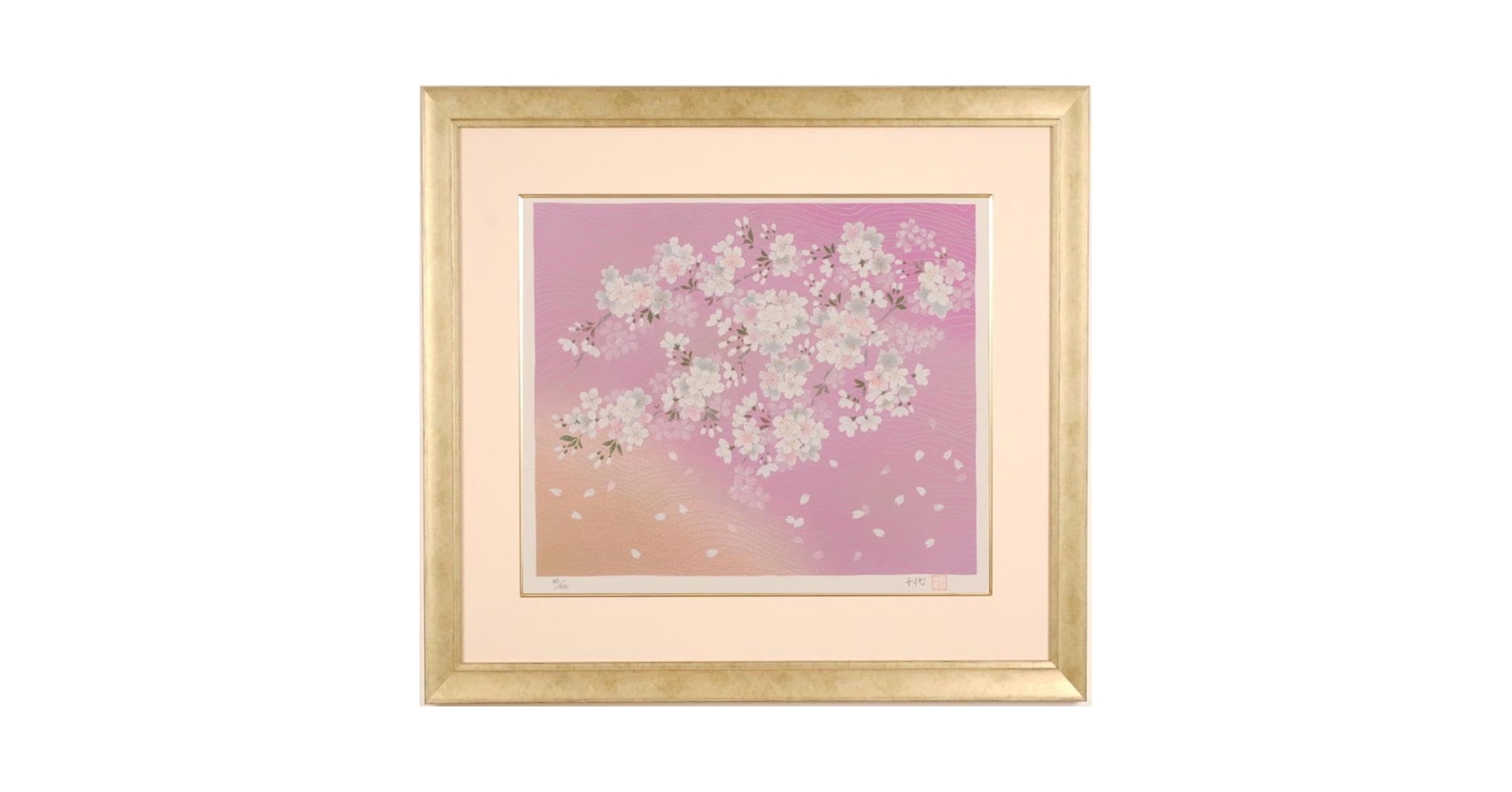 宇野千代　シルクスクリーン　かなり大きい　岩国　錦川 Amazon.co.jp: 宇野千代 錦川 桜 絵画 和風 山口県岩国市 シルク