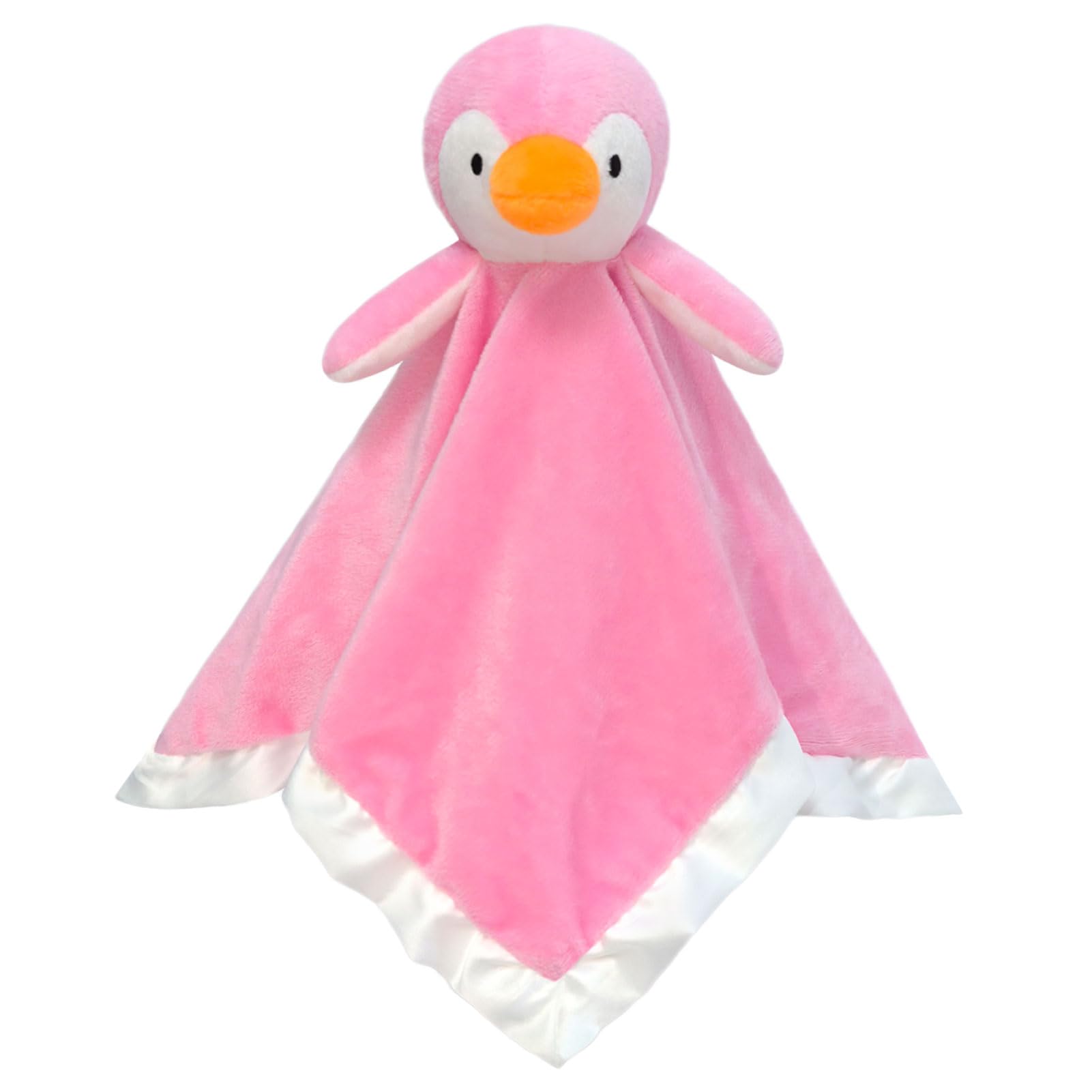 Baby Pink Penguin Soft Stuffed Animal Security Blanket, Plush Penguin Character Lovey Blanket, Baby Shower/Nursery Gift, Newborn Infant Toddler Snuggle Blankie for Boys Girls, 13 Inches