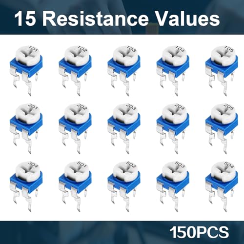 Mrosnail EA888 150Pcs 15 Values 100 Ohm To 2M Ohm Variable Resistor 6Mm Potentiometer Assortment Kit thumb #3