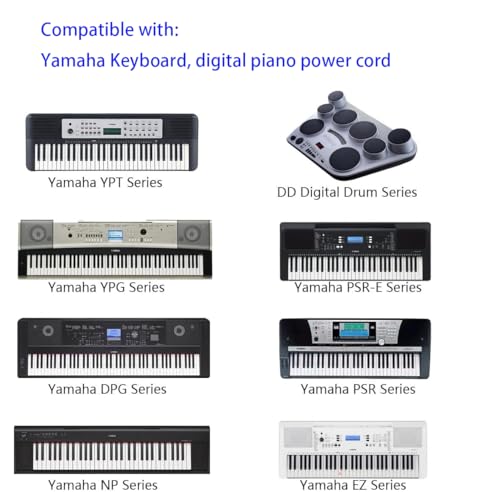 12V AC Adapter Yamaha Keyboard Power Cord for Yamaha PSR, YPG, YPT, DGX, DD, EZ, PA130 150 and P Digital Piano and Portable Keyboard Series, Universal 3.3 Ft 12V 2A Charger Adapter