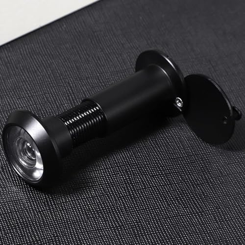 Türspion mit Sichtschutz 200° Weitwinkel Optische Glaslinsen Bohrloch Ø 16mm-21mm Messing Spion mit Bohrer Einstellbare Länge Türspion aus Messing für 35-60mm Dicke Türen (Mattschwarz)