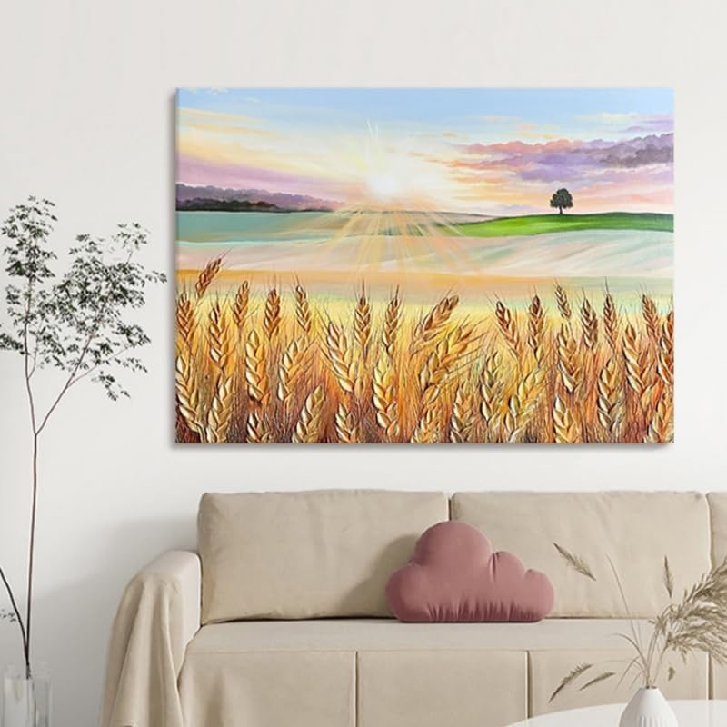 Tableau abstrait moderne de paysage sur toile texturée pour décoration murale artistique salon