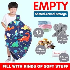 Lukeight Stuffed Animal Storage Bean Bag Chair Cover for Kids, Dinosaur Zipper Beanbag Chair Cover for Organizing Toddler and Kids' Rooms Plush Toys (Dinosaur, Large) Lukeight Stuffed Animal Storage Bean Bag Chair Cover for Kids Dinosaur Zipper Beanbag Chair Cover for Organizing Toddler and Kids Rooms Plush Toys Dinosaur Large