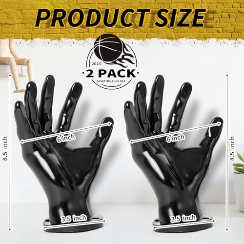 Genmous & Co. Genmous Basketball Holder - 2Pcs Black Hand Sculpture Ball Holder Wall Mount Art Decor Stand Storage Rack,Organizer Display Case Man Cave For Football Soccer Volleyball Gift Ideas For Men Boys thumb #2