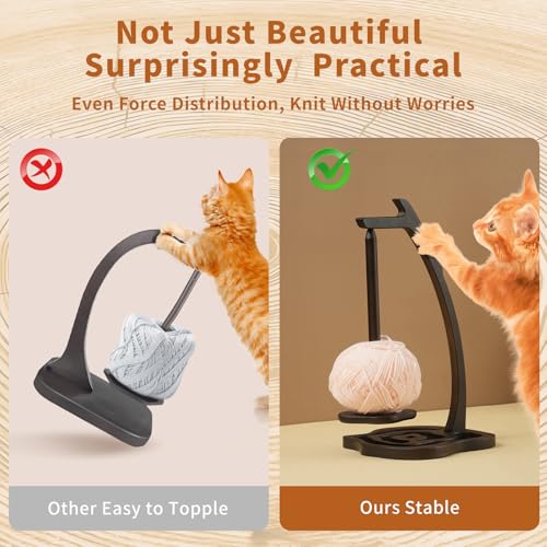 Image of Yarn Holder for Crocheting and Knitting, Tree Rings Wooden Yarn Holder Stand with Magnetic, Crochet Gift for Knitting Lovers