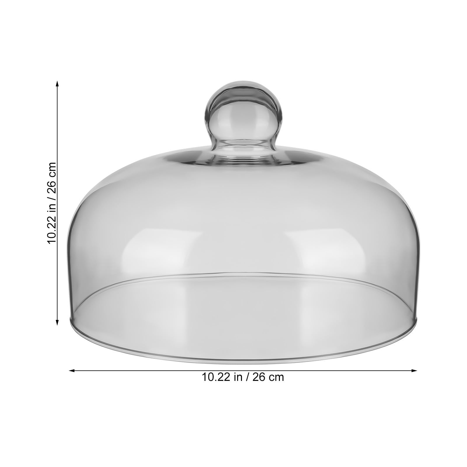 Cloche à gâteau en Verre 26 cm avec Couvercle Alimentaire Transparent et poignée Pratique pour la Protection des Desserts et Aliments
