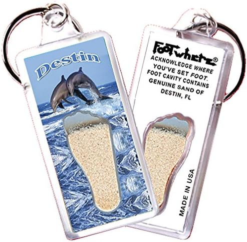 Miniatura 3 de FootWhere Llaveros Destin, FL. Juego de 6 piezas. Auténtico recuerdo de destino que reconoce dónde has pisado. Suelo genuino de ubicación destacada