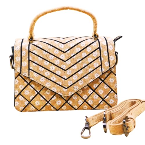 Elevanty Sac en liège naturel pour toutes les occasions | Sac de fête décontracté pour femme | Sac bandoulière croisé écologique | Bandoulière avec...