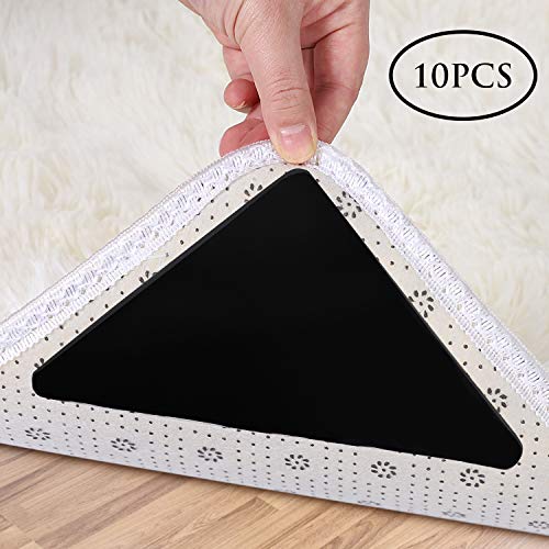 Rug Gripper, 10 Pcs Double Sided Anti Curling Non Slip Reusable Rug Pad