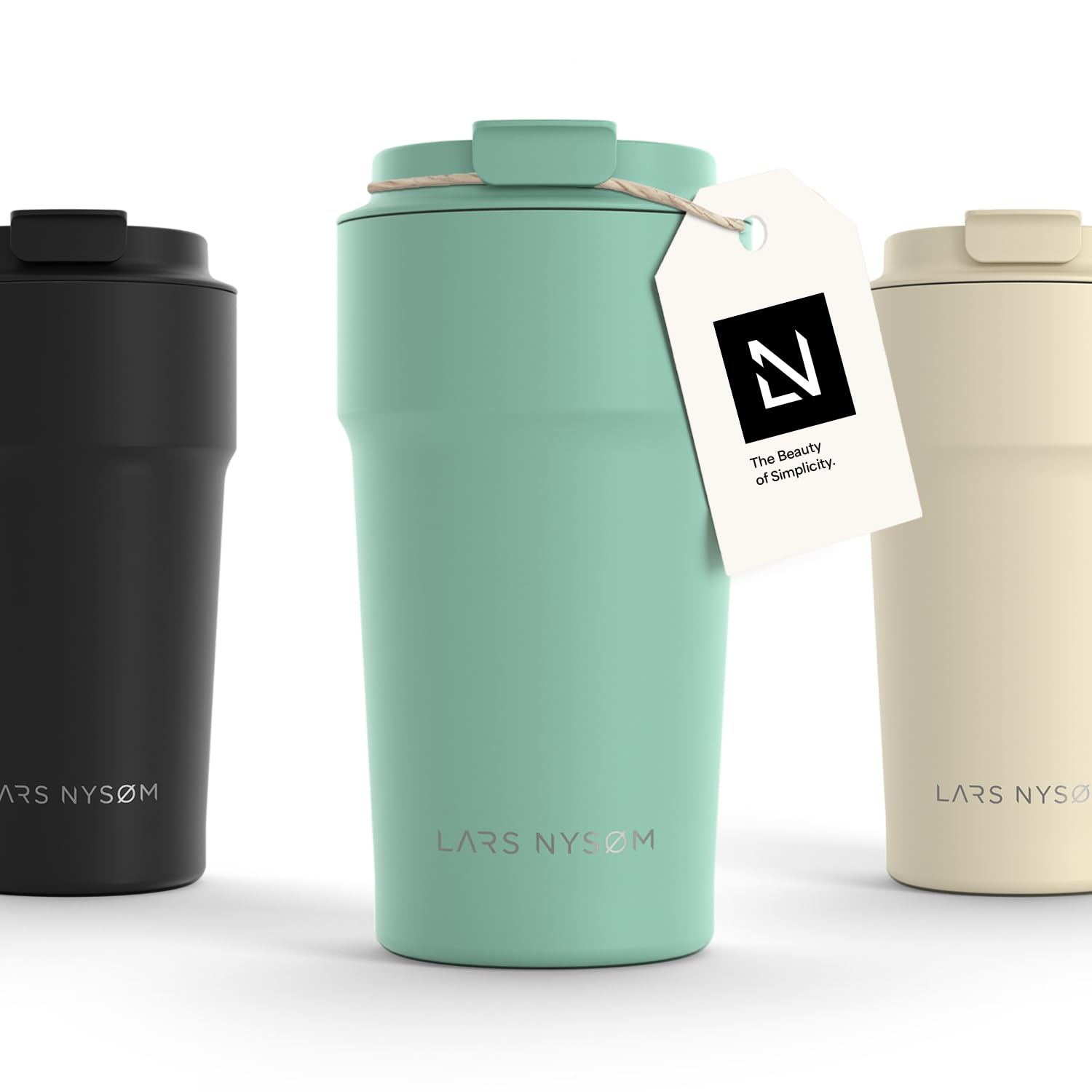 LARS NYSØM Thermo Coffee Mug-to-go 17oz | Travel Mug 0.5 Liter with Insulation | Leak Proof Stainless Steel Thermal Tumbler for Coffee and Tea on the Go (Aqua Turquoise, 500ml)