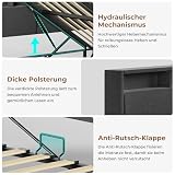 AOGLLATI Polsterbett Schlafsofa 140x200 mit USB-Steckdosen & hydraulischem Stauraum, Betten 140x200 mit LED-Kopfteil & Lattenrost, Kinderbett Tagesbett, Doppelbett, Leinen, Dunkelgrau (ohne Matratze)