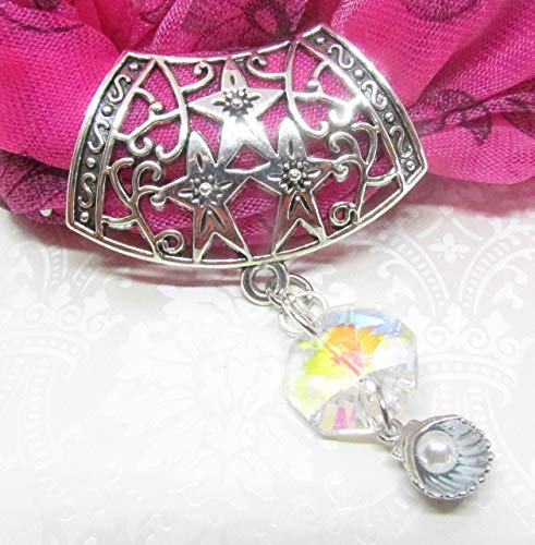 Crystal Scarf Pendant - Seashell Scarf Slide - Gift for Mom - Scarf Jewelry - Valentines Day Gifts for Women4