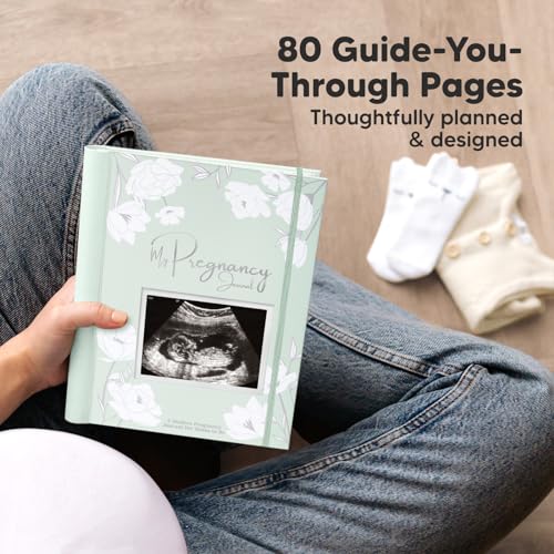 Pregnancy Journal, Pregnancy Announcements - 80 Pages Hard Cover Pregnancy Book For Mom To Be Gift - Pregnancy Gifts For New Moms - First Time Expecting Mom Gift - Baby Album And Memory Book (Sage)
