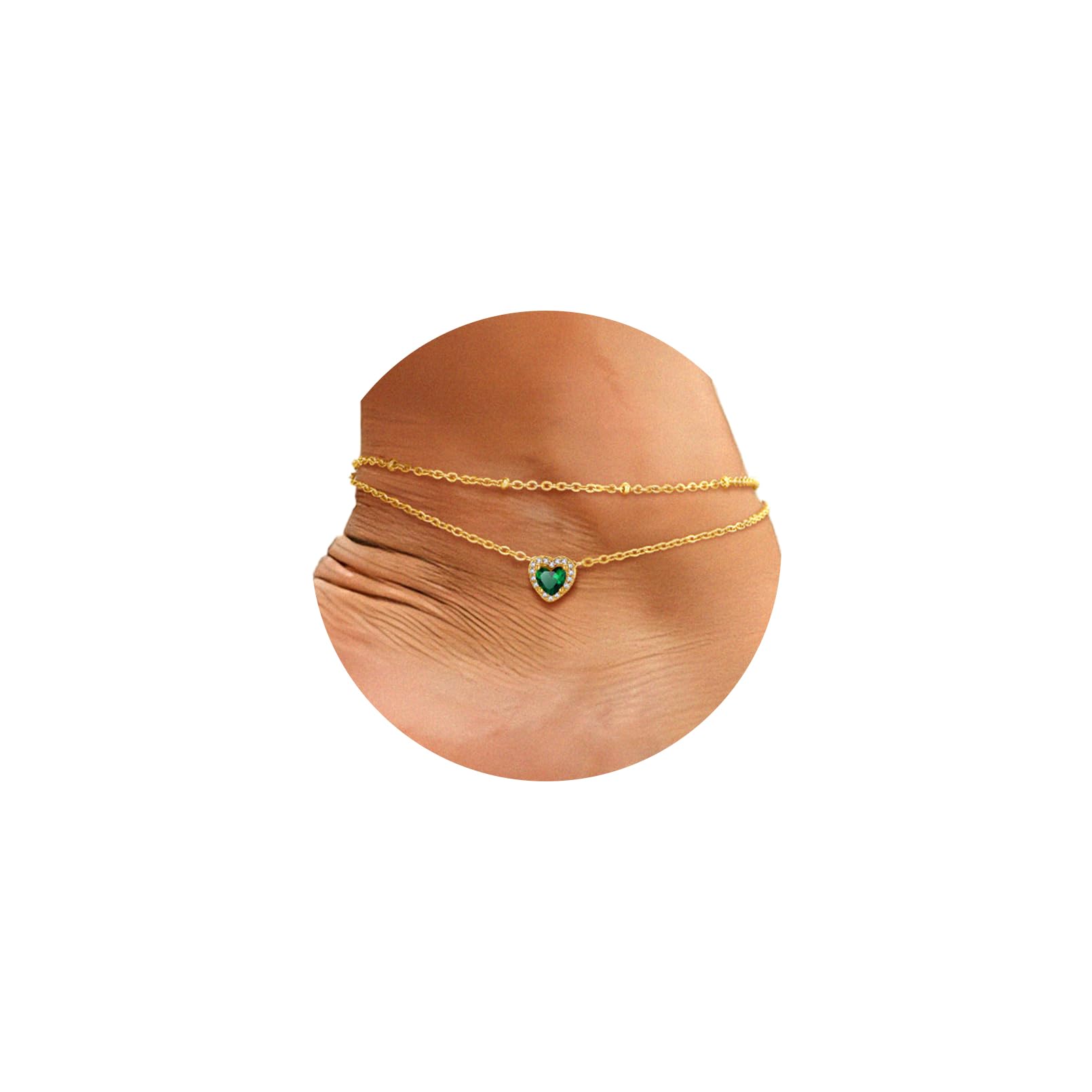 FindChic Birthstone Anklets for Women Layered Ankle Bracelets for Women