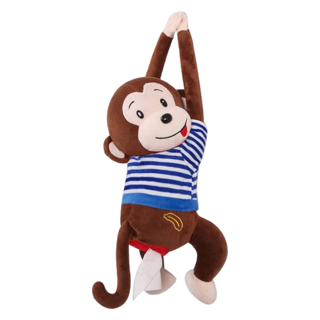 Tissue Dispenser for Car Monkey Doll Hanging Tissue Storage Case Box Paper Drawer Tissue Dispenser Box Car Hanging Tissue Box Paper Towel Case Dispenser Monkey Tissue Box Tissue Storage Box