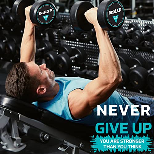 Image of beatXP Bouncer Dumbbells (2.5kg - 15kg) for Men & Women | Gym & Home Use Dumbells | Set of 2 (Black) | Pure Steel & Rubber Coating | Dumbbell Set for Home Workout