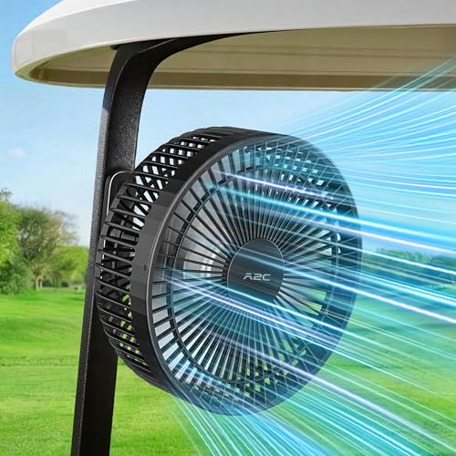 A2C Magnetic Rechargeable Fan For Golf Cart 7.5-Inch, Up To 28Hrs, 10000 Mah Battery Powered Fan Portable 4 Speeds Fits Ezgo, Club Car &Amp; Yamaha, Golf Cart &Amp; Cruise Accessories Essentials Gifts