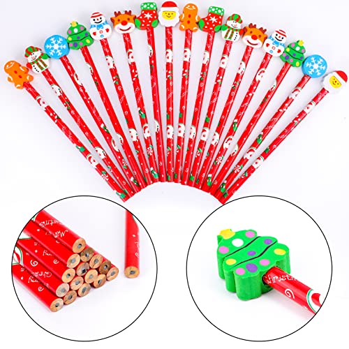Qpout 16 lápices navideños con borrador gigante miniatura 2