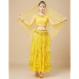 [LXYinRed] コスプレ 衣装 仮装 コスチューム 演出服 セクシーな舞踏会ドレスの演出服 インド舞踊ベリーダンス含める （ベール枚+上着+ウエストチェーン+スカート） (0085-2, 【サイズ】フリーサイズ（S-L) 推薦)