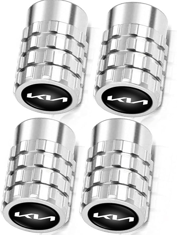 4Pcs Automobile Tire Valve Stem Covers, Corrosion-Resistant Tire Suitable for KIA Soul Stinger Seltos K900 Cadenza Forte NIRO Sportage All ModelsWheel Vehicles Tire Valve Cap QY_Silver
