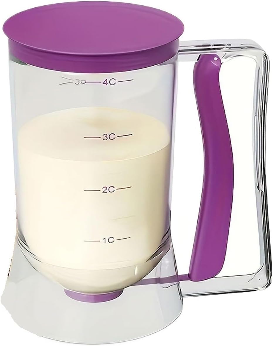 1 Pcs 900ml Batter Dispenser Hand-held Graduated Funnel Pastry Dough Dispensador For Pancake Cupcakes Cake(Purple)