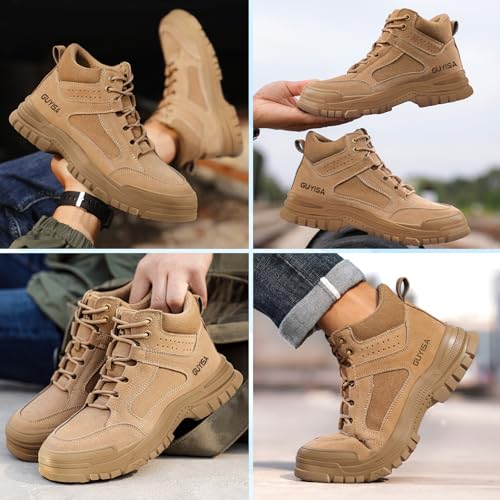Image of Steel Toe Shoes for Men,Lightweight Work Shoes,Mens Indestructible Safety Boots,Puncture Proof Construction Steel Toe Sneaker.
