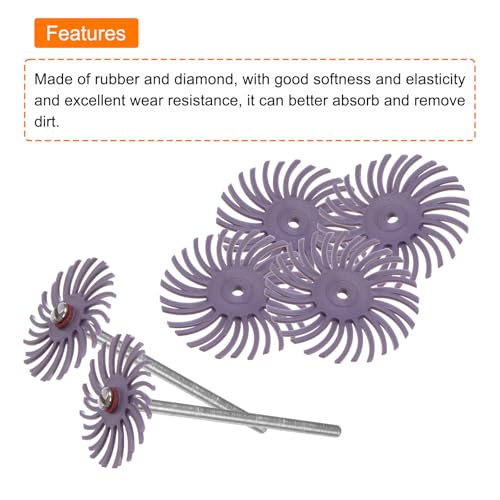 Image of HARFINGTON 30pcs Radial Bristle Disc Set 1 inch 600 Grit Detail Abrasive Brush Kit Gap Polishing Wheel Assortment with 1 /8 inch Mandrels Shank for Jewelry Wood Metal Polishing Cleaning, Purple