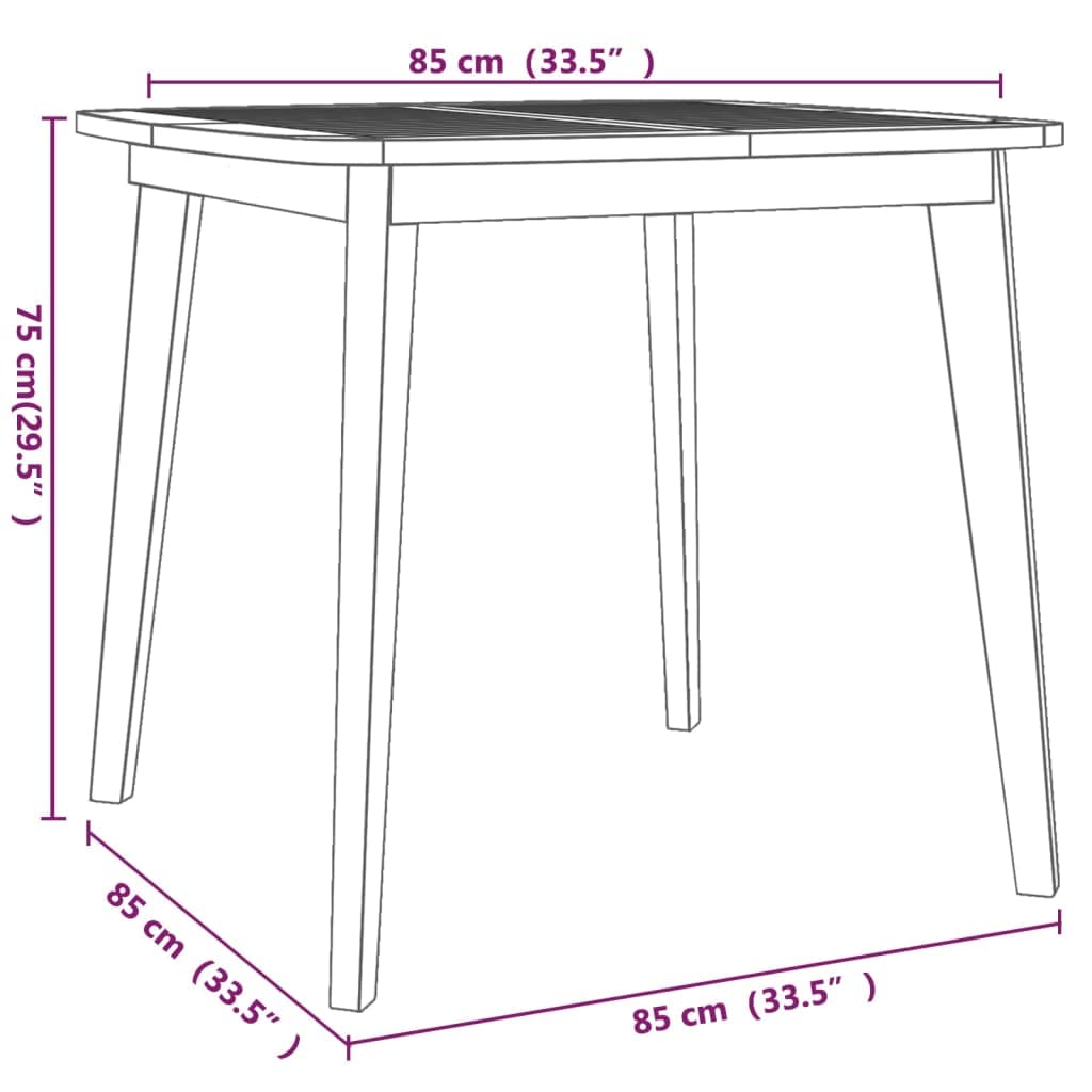 Gartentisch aus Akazien Massivholz 85 x 85 x 75 cm für Terrasse Balkon und Outdoor, wetterfestes Holz mit Lattendesign, Stabiler Esstisch für Garten, Veranda und Sitzecke
