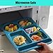 Unbreakable Divided Plates for Adults,4 Pack 14 Inch Reusable Portion Control Plate,6 Compartments Food Serving Tray for Kitchen Picnic,Dishwasher and Microwave Safe,Lightweight Plates for Daily Use