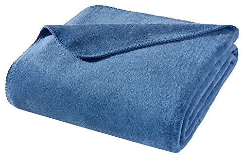 WOHNWOHL Kuscheldecke 150x200cm • weiche Tagesdecke • Sofadecke • Wohndecke • Winterdecke • Ökotex Zertifizierte Baumwolldecke • Farbe: Kobalt