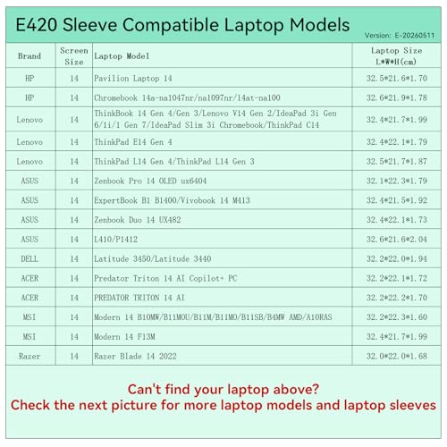 Image of Smatree Elite Laptop Sleeve for 14 inch HP /Lenovo /ASUS /Acer /Razer /MSI | for 14 inch HP Chromebook /Pavilion,Lenovo ThinkBook /IdeaPad /ThinkPad,ASUS ExpertBook /Zenbook /Vivobook,Acer,Razer,MSI(E420)